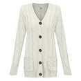 thumbnail image 4 of Women's Cardigan Casual Knit Cardigan Sweater Large Size Loose Twist Button Jacket Women,White Women's Cardigan L, 4 of 4
