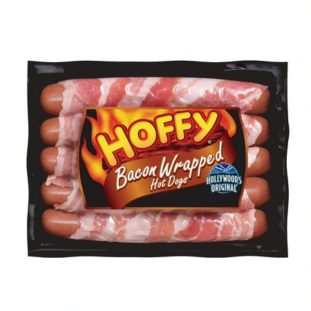 Hoffy Bacon Wrapped Hot Dogs, 14 oz, 5 Count Refrigerated Package