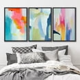 thumbnail image 2 of IDEA4WALL Framed Canvas Print Wall Art Set of 3 Colorful Abstract Prints Minimalist Rainbow Vividness Pastels Modern Wall Art Preppy Room Artwork Boho for Home Decor - Black 16"x24"x3, 2 of 5