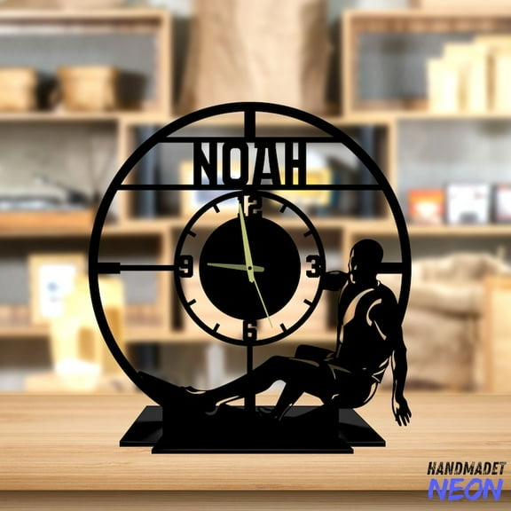 Handmadetneonsign Wakeboarding Tabletop Metal Clock, Wakeboard Desktop Clock, Sport Clock Home Decor 75773