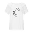 thumbnail image 5 of Blusa de manga corta con estampado regular de flecos y cuello redondo de algodón y cáñamo para mujer OAVQHLG3B Store  lin121212, 5 of 5