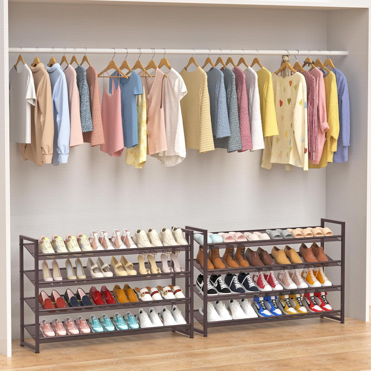 NEYCIL Large Shoe Rack, 8 Tiers Heavy Duty Metal Shoe Storage Rack for Closet Front Door Entrance, Up to 50 Pairs, Bronze