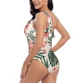 thumbnail image 4 of Picia Lilies Flowers Pattern Women's One Piece Swimsuits,One Shoulder Swimwear Asymmetric ,Ruffle Monokinis Bathing Suits,High Waisted Flattering Bathing Suits-Small, 4 of 8