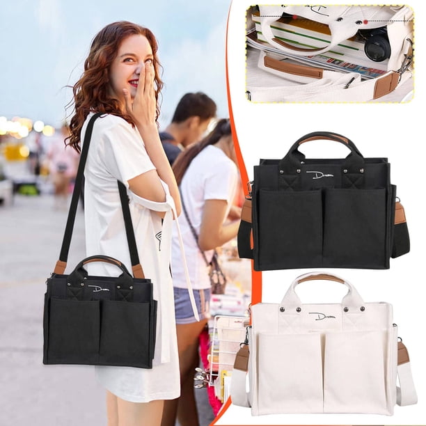 onlyliua Ofertas Del Día Bolso Bandolera de Lona Gran Capacidad, Bolso de Mano con Múltiples Bolsillos, Bolso Cruzado Versatil Un Solo Hombro, Bolso de Lona de Gran Capacidad para Estudiantes Femenin