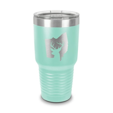 

Ohio Deer State Tumbler 30 oz - Laser Engraved w/ Clear Lid - Stainless Steel - Vacuum Insulated - Double Walled - Travel Mug - buck hunt hunting rifle oh - Teal