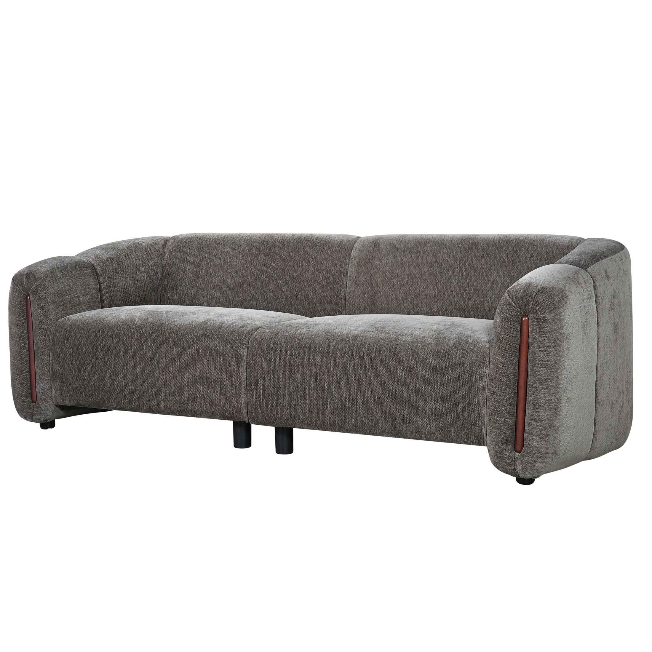 Christopher Knight Home 87.4" Modern Curved Upholstered 3-Seater Sofa with Wide Armrest, Espresso