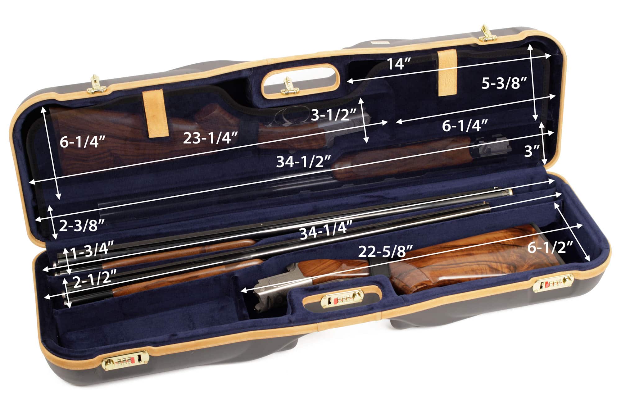 Negrini OU/SxS Deluxe Two Gun/Three-Barrel Takedown Shotgun Case 32" - 1646LX-2F+1C/4766