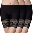 thumbnail image 1 of Pantalones cortos de seguridad elásticos con encaje para mujer, pantalones cortos para montar, leggings antirozaduras (paquete de 3), color negro, 1 of 5