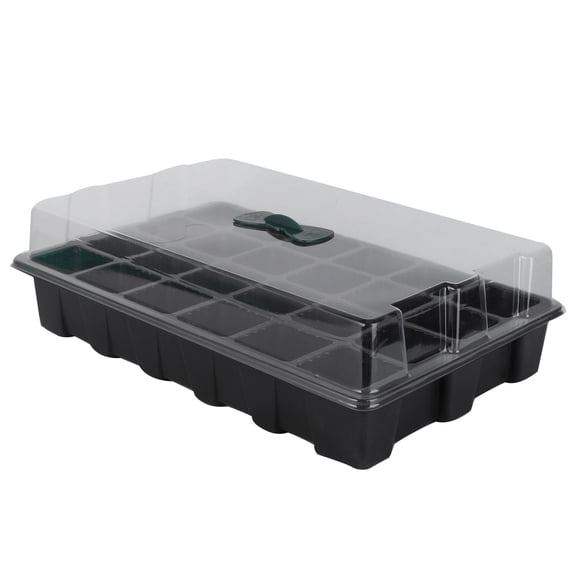 FRCOLOR Plant Germination Tray with Lids for Seedling Box in Black Made of Durable Plastic 24 Cells