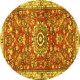 thumbnail image 1 of Ahgly Company Machine Washable Indoor Round Medallion Yellow Traditional Area Rugs, 8' Round, 1 of 4
