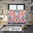 thumbnail image 4 of Yayeee Kitchen Curtains Tier Pair Light Filtering 27"x24" Rod Pocket Short Cafe Window Panel, Pink Shimmering Pattern, 4 of 7