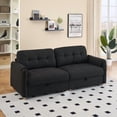 thumbnail image 2 of AOOWOW Home French Country Flannelette Storage Modular Sofa, Black, 2 of 8