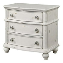 ACME Jaqueline 3-Drawer Wooden Nightstand in Light Gray and Antique White