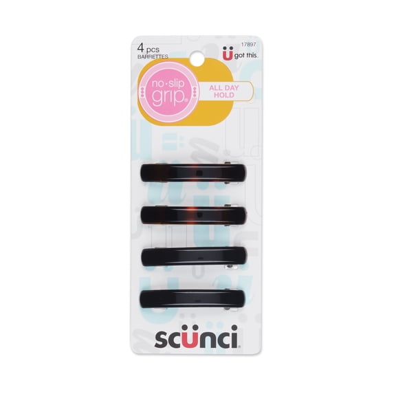 Scunci No Slip Grip Barrettes, 4 Count