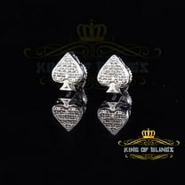 King of Bling's 925 Sterling Silver White 0.05ct Diamond For Women's & Men's Stud Heart Earrings