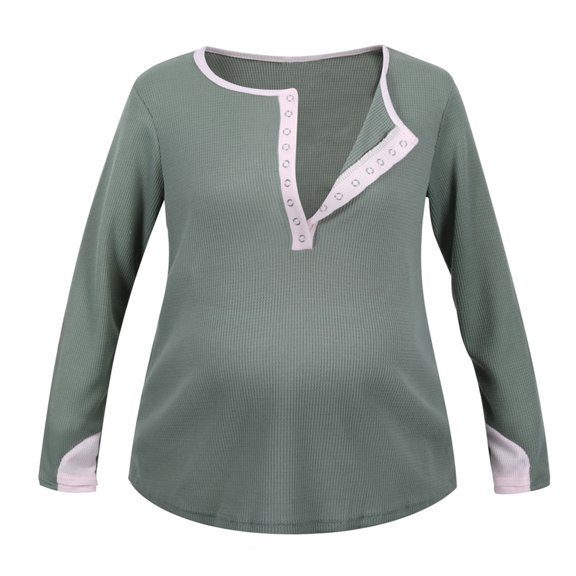 2026 ! 50% Off Clear! asdoklhq Maternity Clothes for Women,Maternity Clothes Long Sleeve Top Round Neck Leisure Breastfeeding Nursing Pregnant Tops