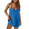 thumbnail image 1 of ICHUANYI Clearance Women's Fashion V-Neck Sleeveless Pockets Pullover Dress Shorts Suits(Blue, S) ICHUANYI WER2023080803781, 1 of 8