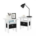 thumbnail image 3 of Furinno Andrey End Table Nightstand with Bin Drawer, Set of 2, White/Black, 3 of 7
