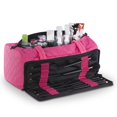 thumbnail image 4 of Quilted Tote Shoulder Beauty Bag With Brush Storage Pocket Ideal for Cosmetic Bottles Brushes Acessorries (Pink), 4 of 7