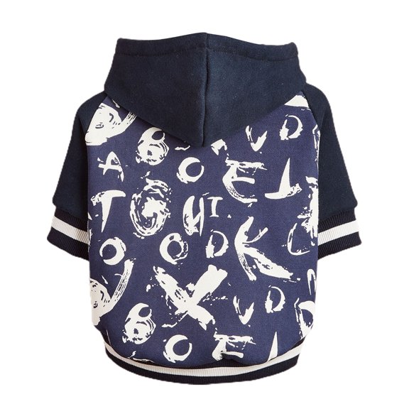 Mightlink Dog Pullover Button Closure Soft Comfortable Letter Print Pet Dog Plush Hooded Top for Outdoor