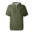thumbnail image 5 of GXIPO Cotton Polo Shirts for Women 3-Button Collared Short Sleeve Cool Uniform Tops Army Green 3XL, 5 of 5