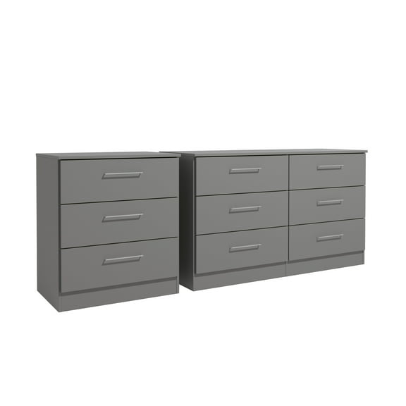 Kappesberg Foster Gray 2-Piece Dresser and Chest Set – 50.4"W Modern Storage - for Adults and Teens
