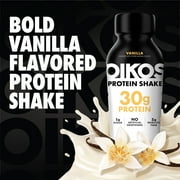Oikos Protein Shake, Shelf Stable, Vanilla, 30g Protein, 12 fl oz, 4 Count Bottles