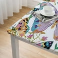 thumbnail image 4 of HAOXIT  Elastic Edged Flannel Backed Vinyl Fitted Table Cover - Colorful Butterfly Pattern - Fits Square Tables white, 4 of 7