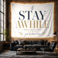 thumbnail image 6 of Stay Awhile Quote with Relax Text, Cozy Farmhouse Style for Aesthetic Decor Lovers, Inspirational Wall Decor, Housewarming Gift, Tapestry Wall Hanging for Living Room and Entryway, 6 of 7