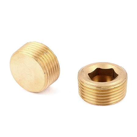 - 3/4BSP Male Thread Copper Hex Socket Head Pipe Plug Coupling Adapter 2pcs