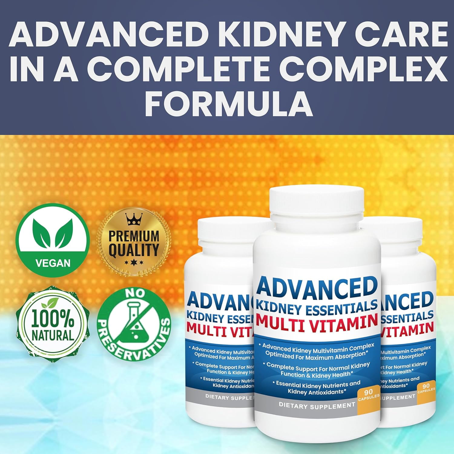 Advanced Kidney Essentials Multivitamin – Kidney Health Supplement, 90 Caps