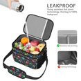 thumbnail image 4 of Dinosaur and Floral Black Pattern Insulated Lunch Box for Women Men, Medium Leakproof Cooler Bag with Adjustable Strap, 10"x6.7"x8", 4 of 6