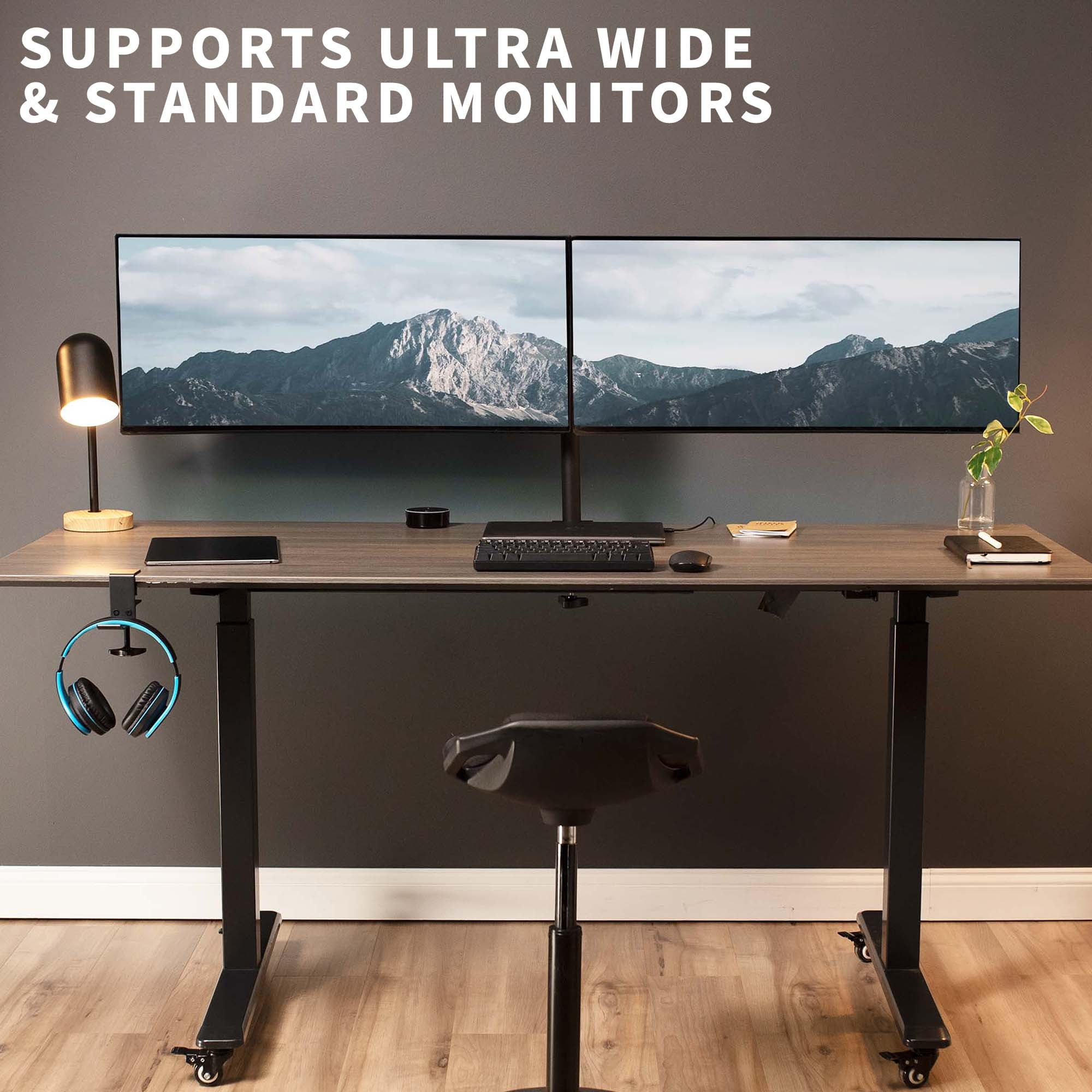 VIVO Full Motion Dual VESA Monitor Desk Mount Double Arm Joint Screens up to 34"