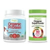 Orgain - Organic Vegan, Non-GMO Plant Based Protein Powder - Peppermint Hot Chocolate (1.02 LB) + Superfoods Powder - Berry (0.62 LB)
