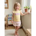 thumbnail image 6 of BemeyourBBs Toddler Baby Girls Summer Clothes Infant Baby Girl 2 Piece Outfits Adorable Donut Embroidery Flying Sleeve T Shirt Tops and Striped Ruffled Shorts Set, 6 of 9