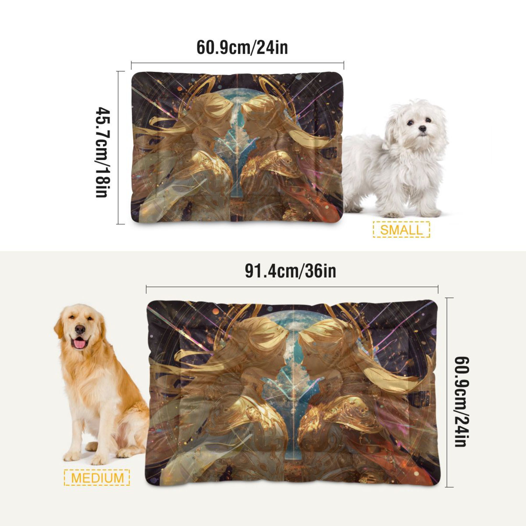 Cozy Mat Pet Bed Indoor Outdoor Warm Soft For Cat Dog Puppy(S/M) Golden Armor Angel