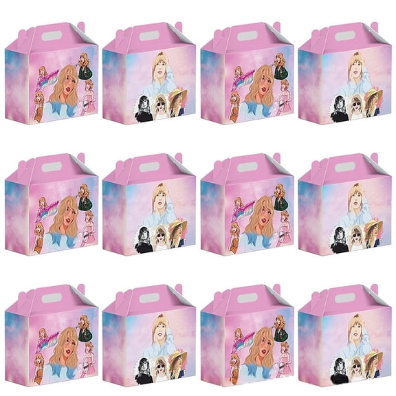 Anime Party Favor Boxes - 12 Pcs Party Favor Candy Boxes for Anime Theme Birthday Party Supplies Decor,Girls Kids Birthday Game Party Kraft Paper Gift Bag Decorations