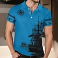 thumbnail image 2 of Adult Polo Tees for Men Short Sleeve Button Tees Shirt Lightweight Blue Men's T-Shirts, 2 of 9