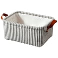 thumbnail image 2 of MMJ Corduroy Storage Basket with Leather Handles Soft Fabric Bin for Nursery Makeup Toys 14.2x10.2x6.3in, 2 of 8