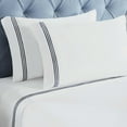 thumbnail image 4 of Superior Brandon Embroidered Cotton Bed Sheet Set, Twin, White/Navy Blue, 4 of 11