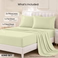 thumbnail image 4 of Lux Decor Collection King Size Sheet Set - 4 Pc King Bed Sheets Set - High GSM Brushed Microfiber Sheets - Up to 16 Inches Deep Pocket Bedding Sheets & Pillowcases, Vanilla, 4 of 10