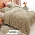thumbnail image 6 of Warm Sherpa Fleece Queen Comforter Set, 3D Tufted Fluffy Khaki Bedding for Winter, Soft 3 Pieces Shaggy Bed Set, 1 Comforter (90"x90") and 2 Pillowcases (20"x26"), 6 of 7