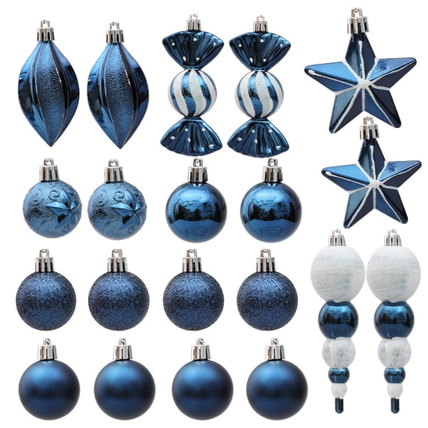 Juego de 29 adornos navideños para colgar en el árbol de Navidad, con forma de bola navideña pintada, ideal para crear un ambiente festivo.