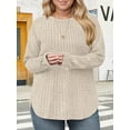 thumbnail image 4 of NISVIYA Women's Plus Size Fall High-Low Knit Sweater - Long Sleeve Crew Neck Comfy Pullover Apricot, 4 of 5