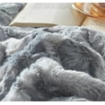 thumbnail image 6 of Wajade Faux Fur Comforter Set Queen Size, 3 Pieces Ultra Soft Marbled Blue Gray Fluffy Comforter Set Marble Print Furry Bedding Set for All Seasons, 1 Plush Comforter Set+2 Pillow Covers, 6 of 6