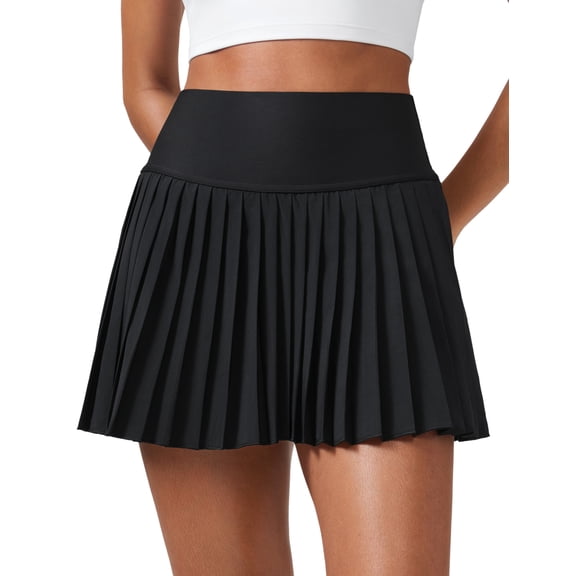 CRZ YOGA High Waisted Pleated Tennis Skirts for Women Mini Lined Casual Tummy Control Skort with Pockets