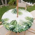 thumbnail image 3 of Summer Tropical Round Outdoor Tablecloth with Umbrella Hole Zipper, Pastoral Palm Trees Botanical Leaves Elastic Fitted Table Cover, Waterproof Table Cloth for Patio Picnic Party Fits 45"-54", 3 of 9
