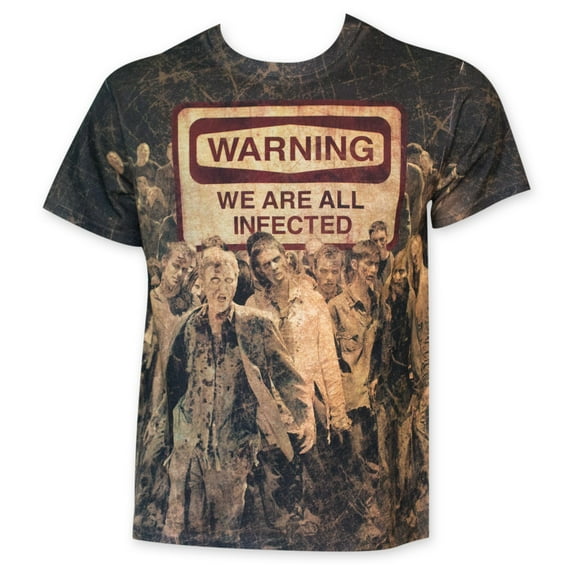 Walking Dead Men's Warning We Are All Infected Sublimated T-Shirt-Small