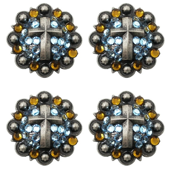 Concho 4 Conchos Rhinestone Horse Saddle Western Bridle Turquoise Co390