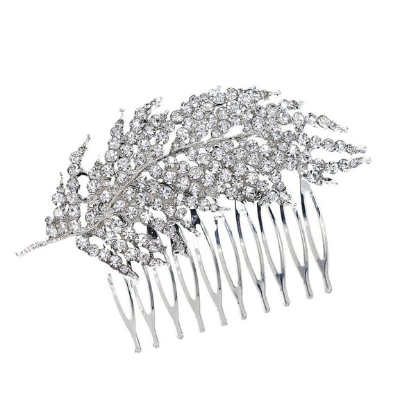 NAMZI Bridal Flower Wedding Hair Pins Crystal Pearl Hair Combs Clips Headpiece Gold Wedding Hair Accessories Jewelry with Rhinestone for Brides Bridesmaids Women Girls (Silvery)